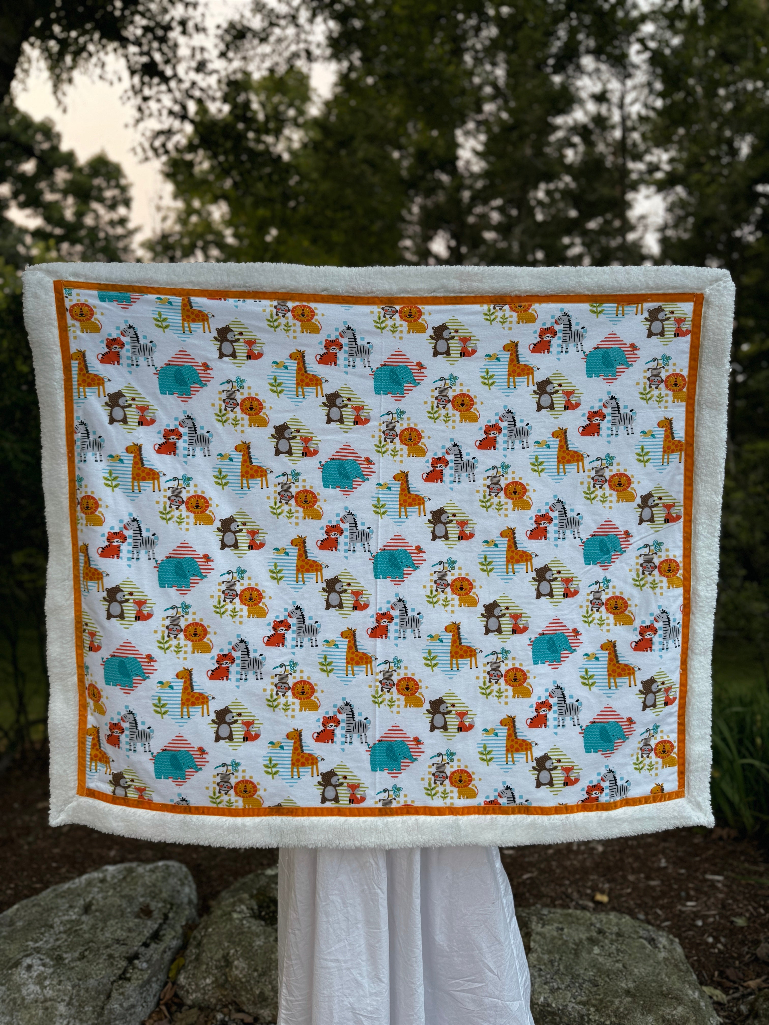 Bright Jungle Animals Handmade Blanket