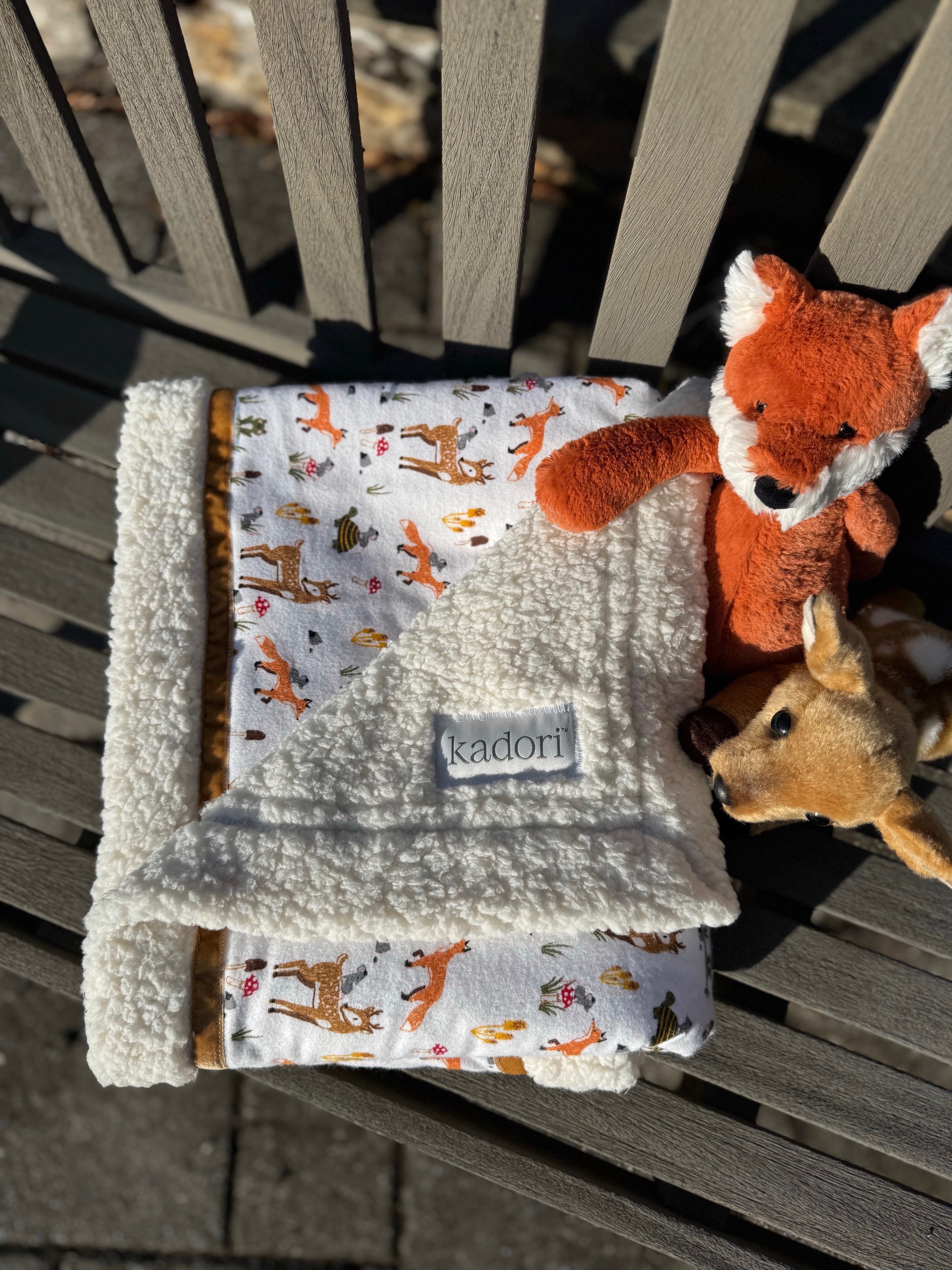 Brown Bears and Orange Foxes Handmade Blanket