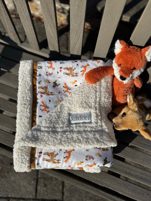 Brown Bears and Orange Foxes Handmade Blanket