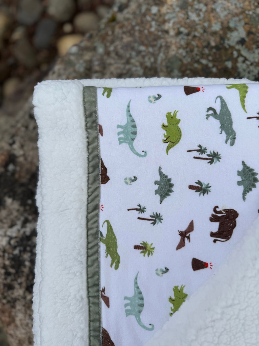 Dinos on White Handmade Blanket